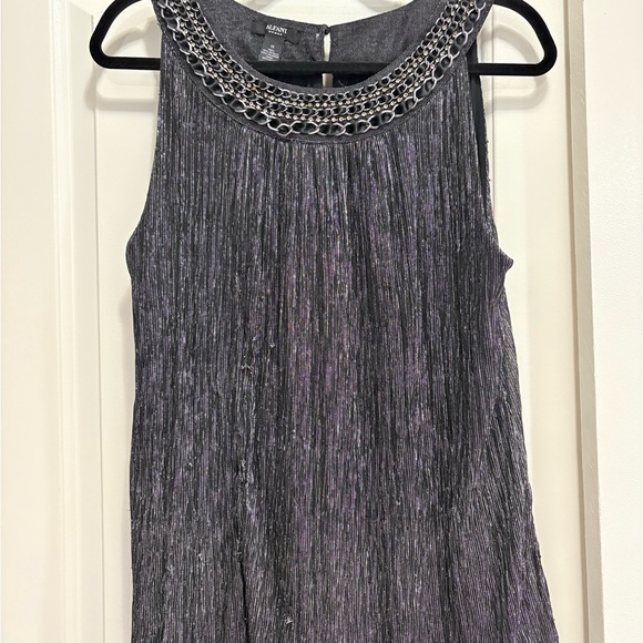 Alfani Tops - Alfani Textured Gray Tank Top with Chain Detail